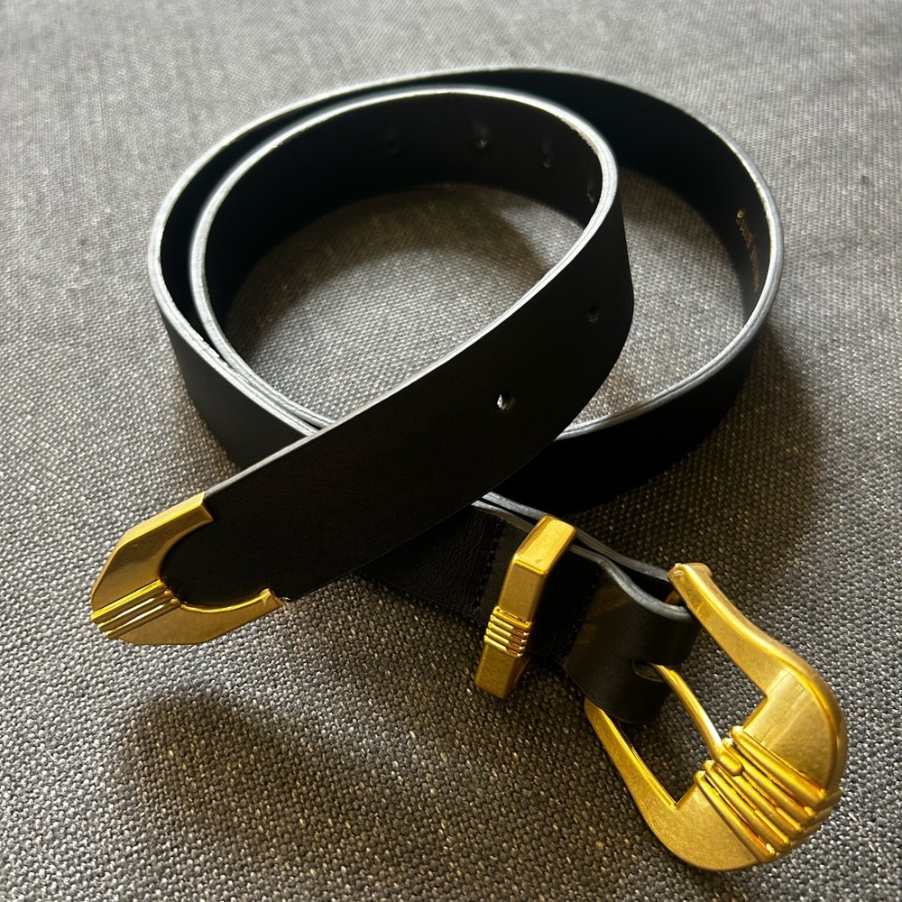 Anine Bing Black Belt with Gold Buckle